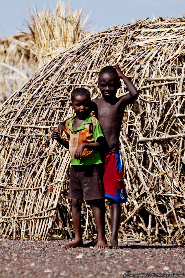 Из Лоянгалани едем смотреть интересное племя, расположенное 
неподалеку.
На берегу озера Туркана живет самое малочисленное племя в Кении - эль моло (El 
Molo).
У них всего два поселка - Лаени (Layeni) и Комото (Komote), они расположены неподалеку 
друг от друга.