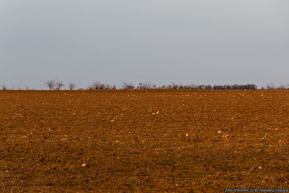 Свежевспаханное поле на кургане Высокая 
Могила