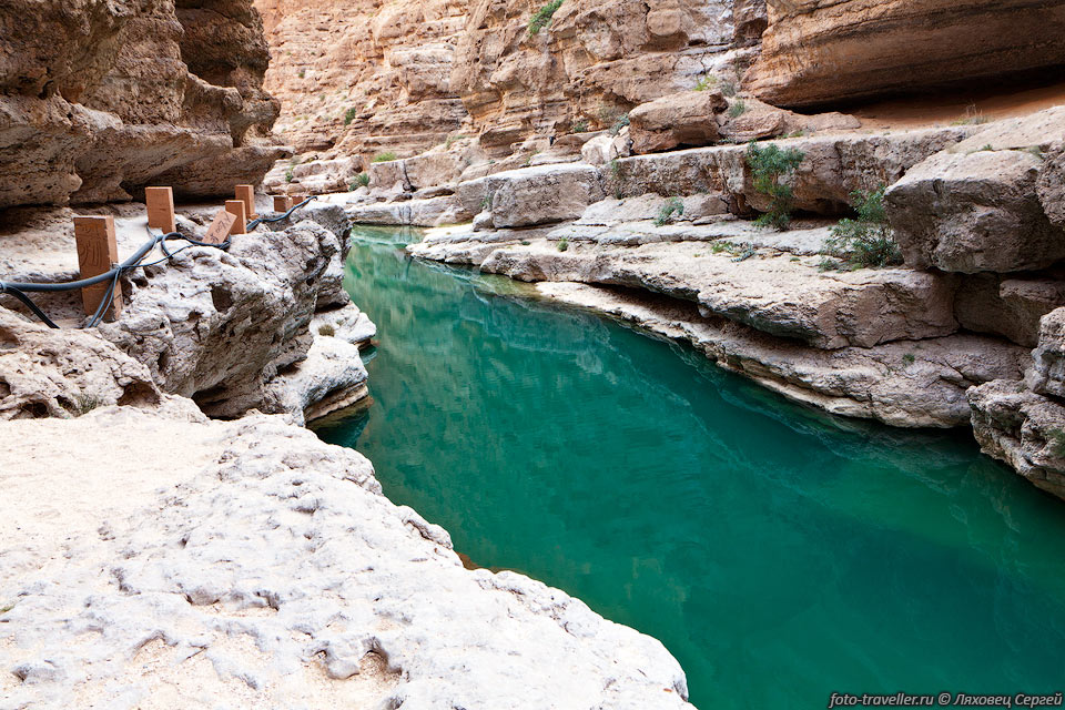 Большой водоем в вади Шааб.
Проблема всех каньонов - что солнца внизу практически не бывает.
