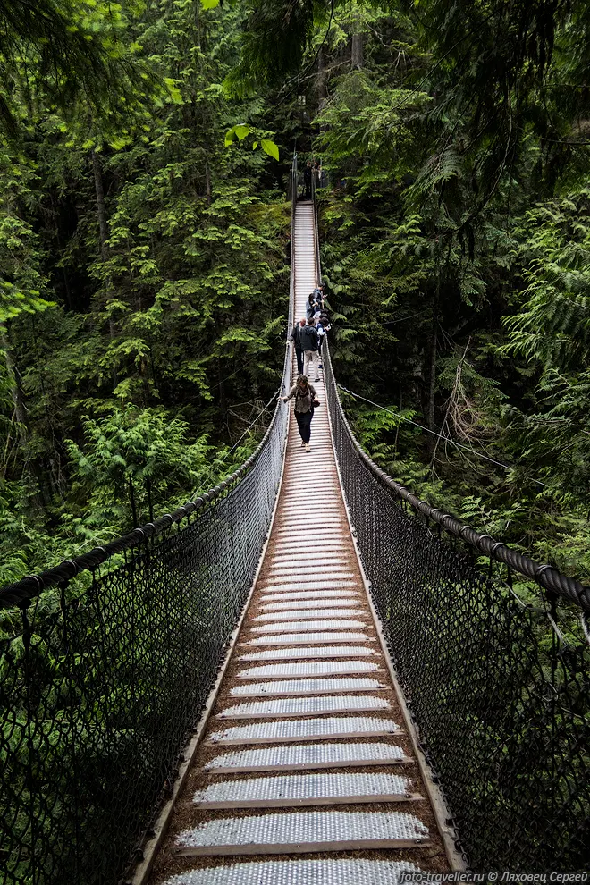 Мост в парке Каньон Линн (Lynn Valley Suspension Bridge, Lynn
Canyon Park).
Подвесной мост натянут на высоте 50 м над рекой.