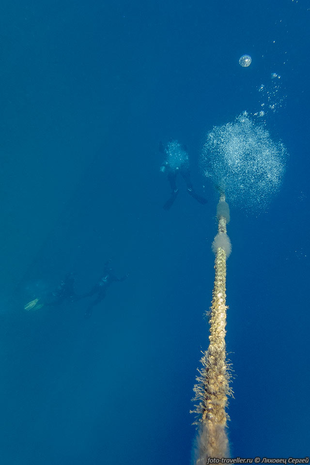 Видимость хорошая. На поверхности воды небольшая пленка 
от нефтепродуктов, попадающих с утонувшего судна в море