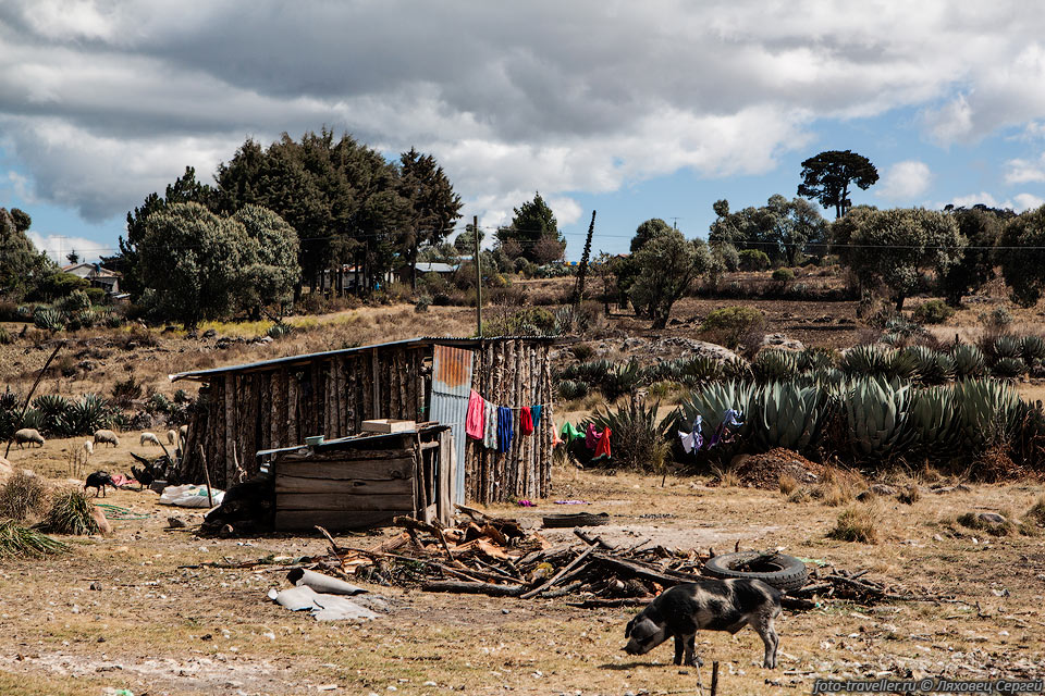 Поселок около дороги на высокогорном плато Сьерра-де-лос-Кучуматанес 
(Sierra de los Cuchumatanes)