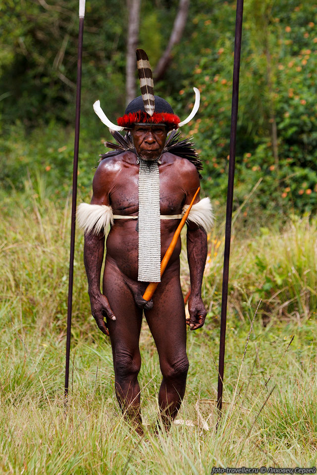 Воин племени дани в деревне Курула.