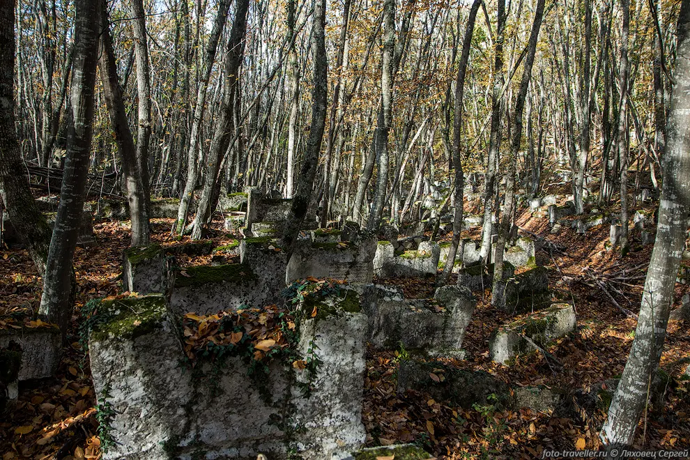 В 1940 году проводник из местной общины говорил, что тут похоронено
около 40 тысяч человек.
Как показали раскопки, многие надгробия скрыты под землей.