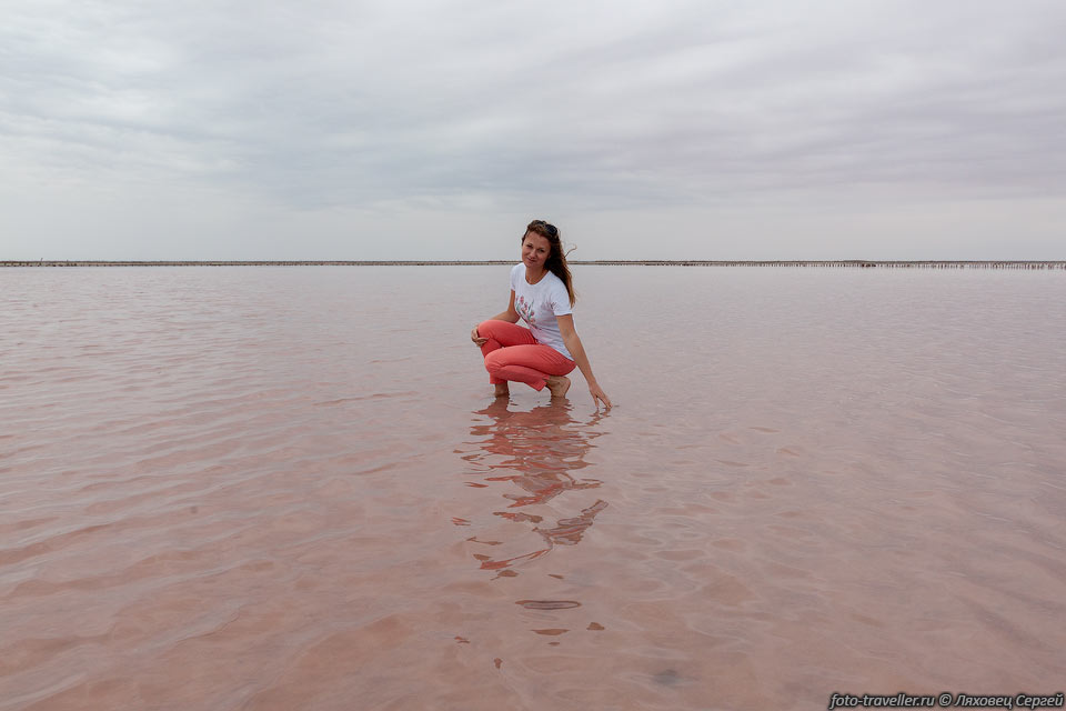 В прошлом году мы уже были на озере Сасык (Евпатория).
Сейчас озеро более розовое и больше воды.