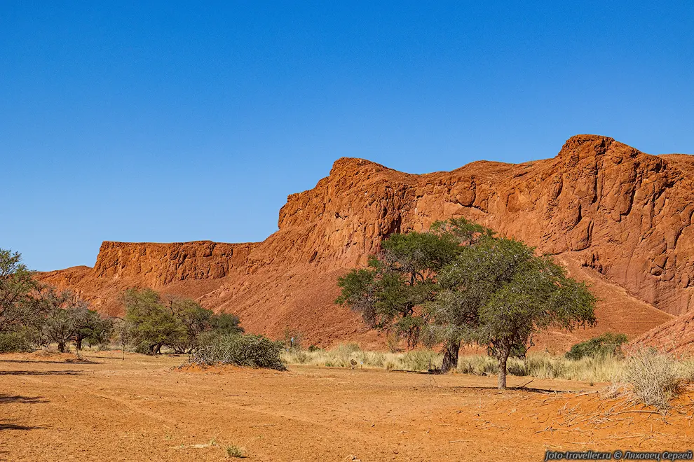 Окаменелые дюны пустыни Намиб.
Подъехать можно через Namib Desert Lodge и Dune Star Camp.