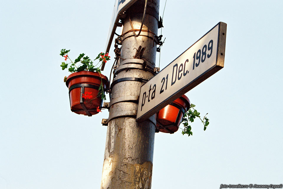 Удивительно! На улицах Бухареста можно встретить вот такие 
столбы, с цветами.