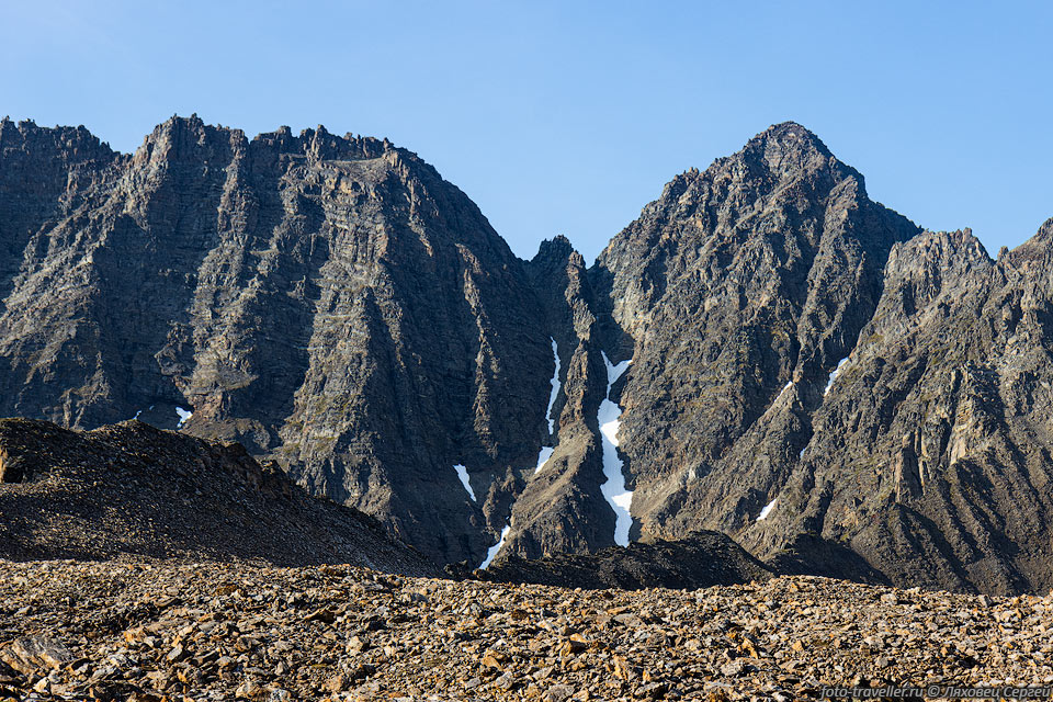 Скалы в высоком районе Мэйнгыпильгынского хребта