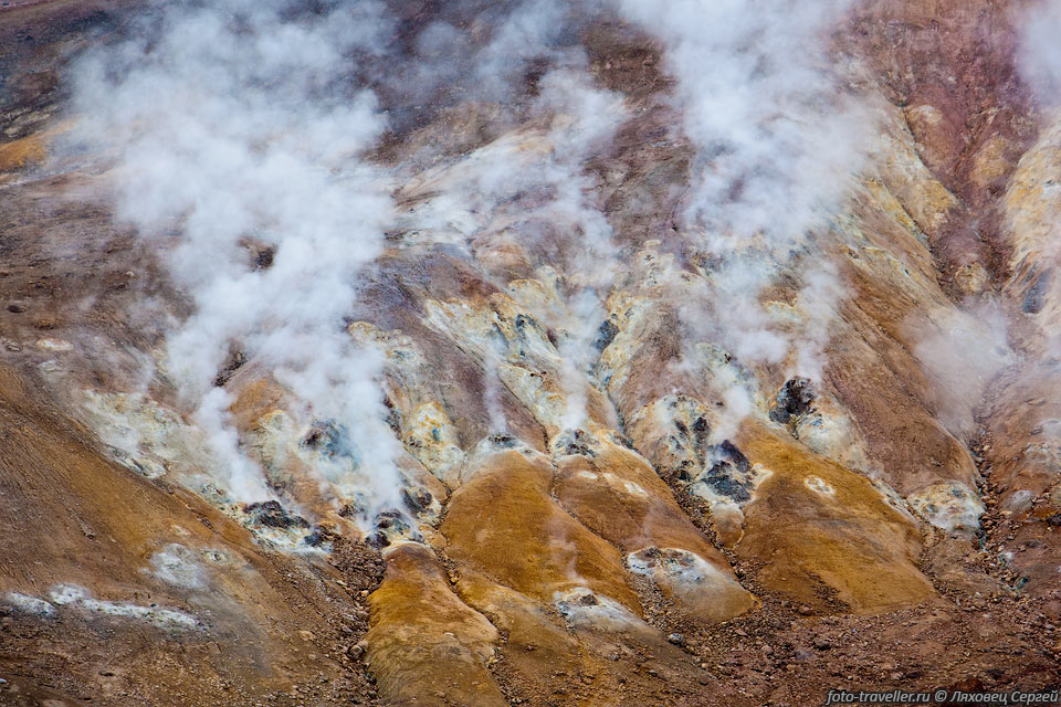 Северное сольфатарное поле вулкана Комарова - дымящий склон