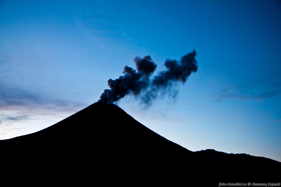 Вечерняя активность вулкана Карымский