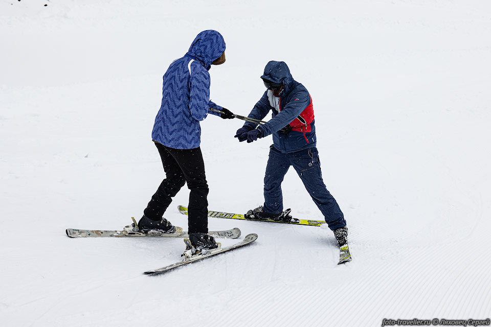 Обучение катанию на лыжах