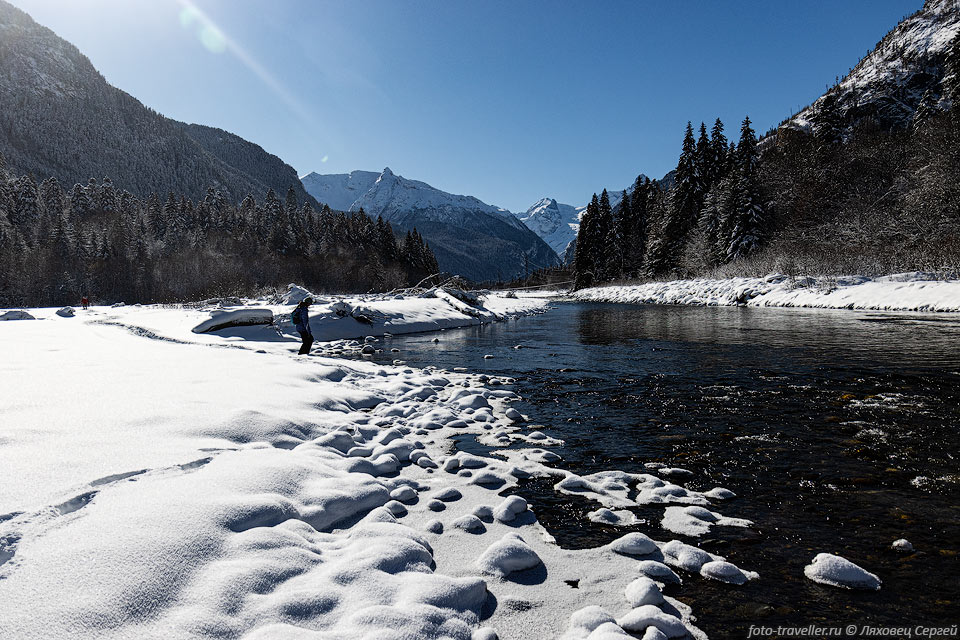 Долина реки Теберда зимой