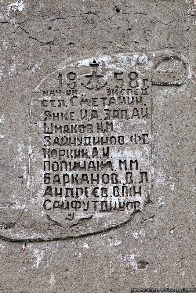 Надпись на небольшом маяке, стоящем на горе Маяк над портом