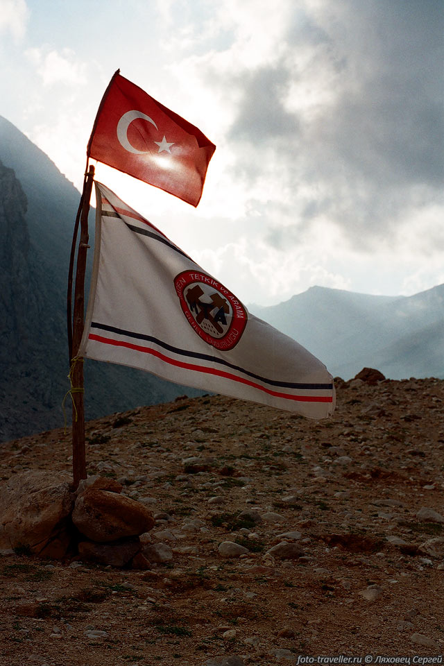 Турецкий флаг сверху, и флаг Геологической Службы Турции внизу