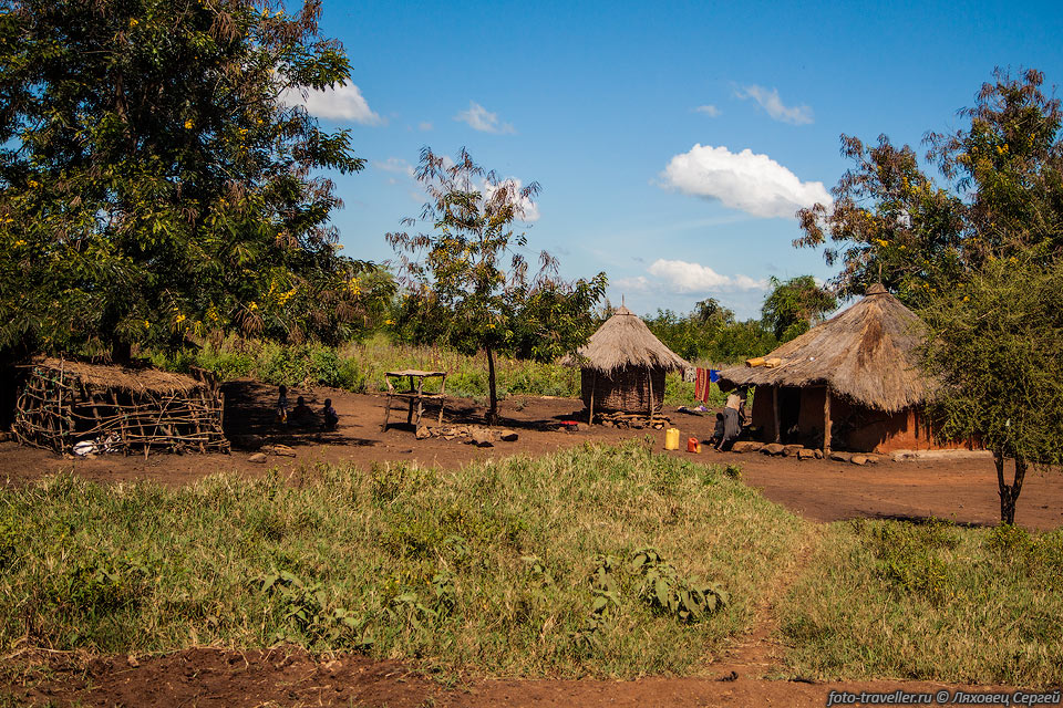 Сельская хижина на северо-востоке Уганды.
Регион Карамоджа является одним из самых интересных мест в Уганде. 
Удаленность, плохие пыльные дороги позволили тут немного сохранить традиционный 
быт людей.