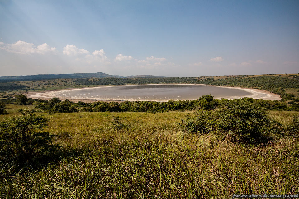 Кратерное озеро Няманука (Lake Nyamanyuka)  в Национальном 
парке королевы Елизаветы (Queen Elizabeth National Park).