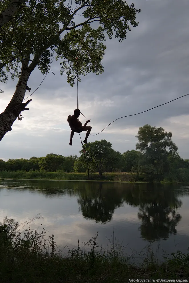 Спелео-тарзанка.
Троллей с автоматическим падением в воду.