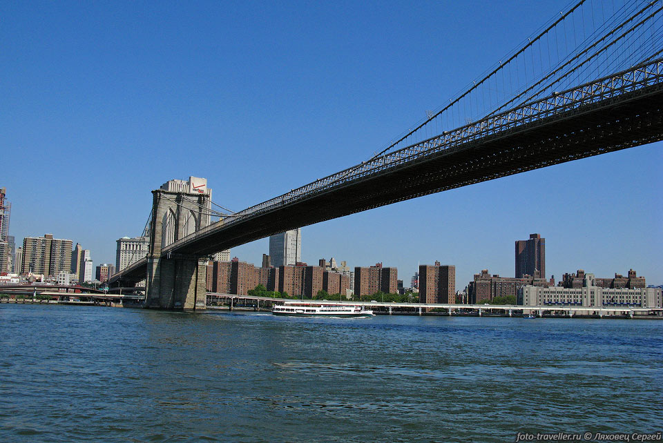 Бруклинский мост (Brooklyn Bridge) - один из старейших висячих 
мостов в США.
Построен в 1883 году, его длина составляет 1825 метров, он пересекает пролив Ист-Ривер 
и соединяет районы Бруклин и Манхэттен в городе Нью-Йорк.