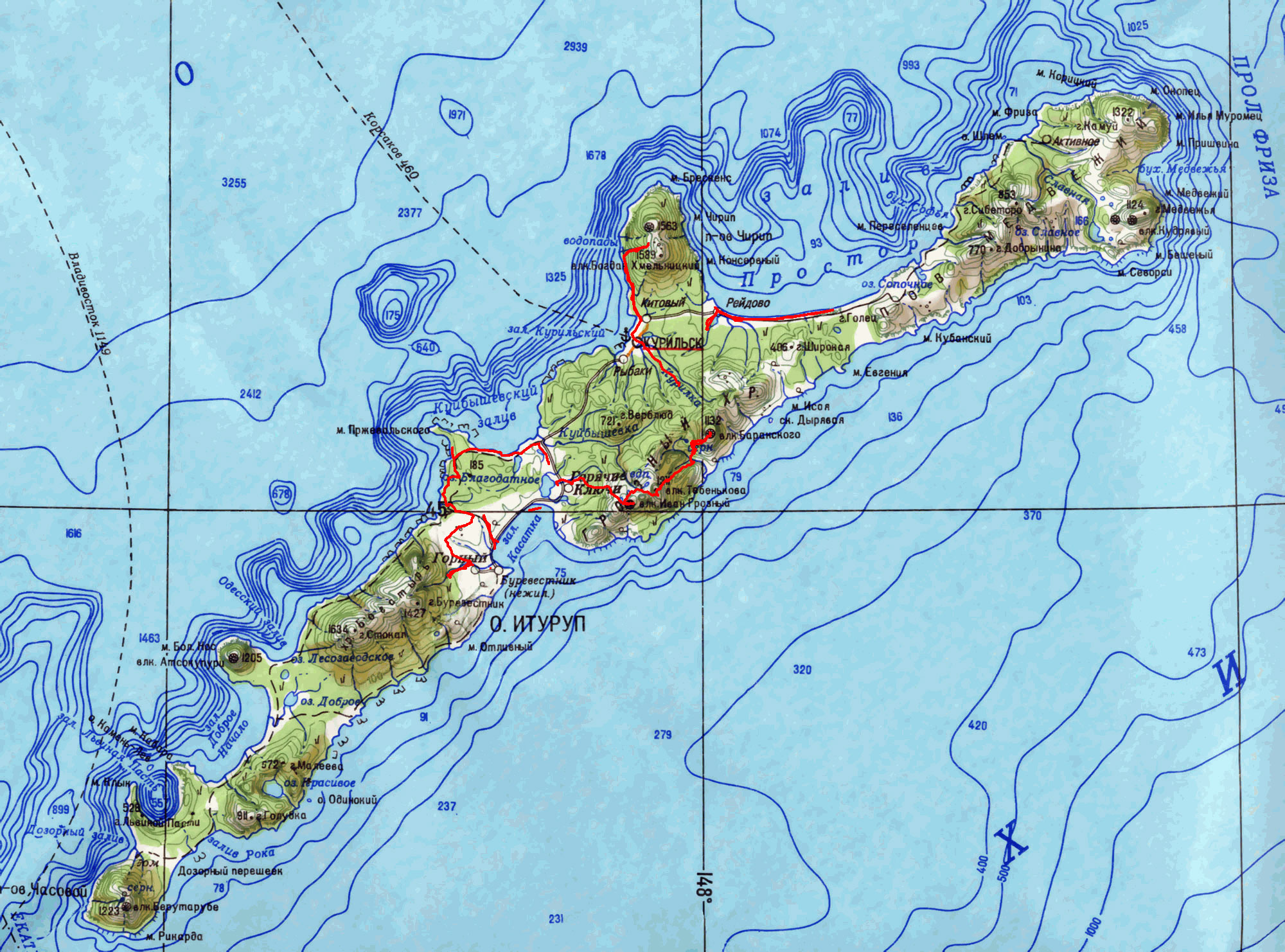Остров Итуруп Курильские острова на карте